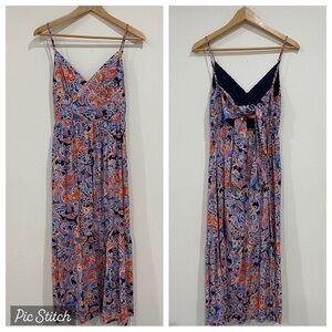 Blue floral long summer dress